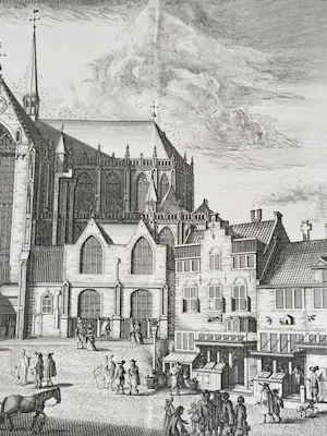 Caspar Commelin - Amsterdam, De Dam - De Niewe Kerk. Commelin 1691 kopen? Bied vanaf 50!
