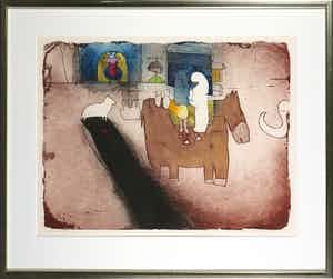 Michel van Overbeeke - Kleurenets met bladgoud, In such a way - Ingelijst verkocht voor € 60!