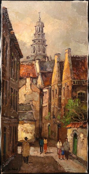 Niet of onleesbaar gesigneerd - Stadsgezicht kopen? Bied vanaf 5!