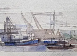 Christian Laret - Aquarel op papier "Mercuriushaven Amsterdam" - gesigneerd - ZGAN kopen? Bied vanaf 35!