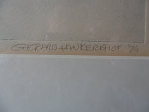 Gerard van Kerkhof - Ingekleurde ets. Titel, "Werk in uitvoering nabij Parijs". kopen? Bied vanaf 20!