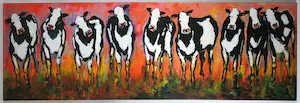 Frits van Eeden - Polygrafie op doek, Koeien 9 (Zeer groot) kopen? Bied vanaf 1!