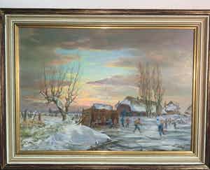 Jaap de Ruig - Winteravond, schaatsenrijden op de Eem (Soetermelm) verkocht voor € 75!