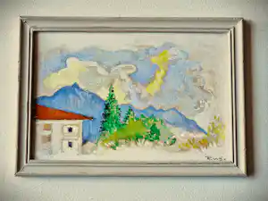 Karel van Seben - Omstr. 1930 geschilderd post-impressionistisch olieverf "Zwitserland" in lijst kopen? Bied vanaf 43!