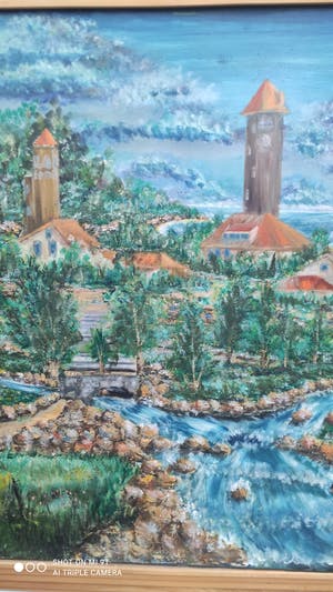 Niet of onleesbaar gesigneerd - Landschap met gebouwtjes kopen? Bied vanaf 1!