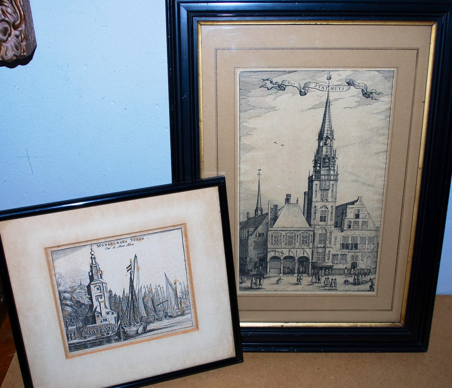 Claes Jansz. Visscher - [2x] 17e Eeuw: Stadhuis & Montelbaanstoren Amsterdam verkocht voor € 60!