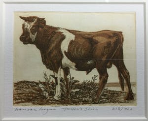 Han van Hagen - Dubbele kleurets/aquatint met koeien | Potter's Stier & Melkunieprent II kopen? Bied vanaf 59!