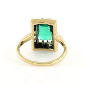 14k goud/zilver ring met groen-mint kleurige synthetische steen en roos diamant kopen? Bied vanaf 210!