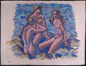 Piet van Mook - Gouache, Drie Naakten op een Rots kopen? Bied vanaf 1!