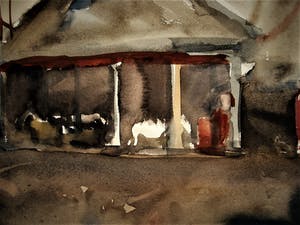 Rudi Bierman - 1960 -Gesigneerde expressionistische Aquarel "Circus in Antwerpen" kopen? Bied vanaf 32!