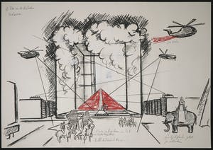 Niet of onleesbaar gesigneerd - Krijttekening, Decorontwerp voor Ilse van de Kasteelen kopen? Bied vanaf 1!