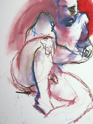 Franscz Witte - Gemengde techniek op papier, Zittend naakt kopen? Bied vanaf 1!