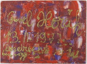 Pavel Horak - Olie- en glitterverf op paneel, Kerstgroet kopen? Bied vanaf 1!