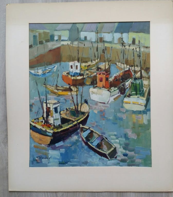 Bob Immink - Bob Immink. Olieverf op doek. Haven in Zuid-Europa. kopen? Bied vanaf 129!