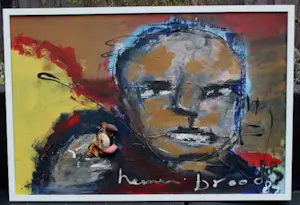Herman Brood - Gemengde techniek op doek: Ice (Aanbieding!) + certificaat HBM kopen? Bied vanaf 2999!