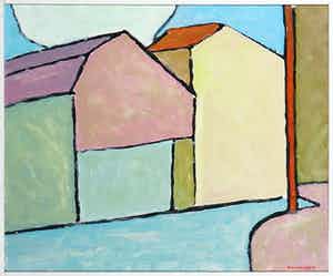 Paul Overhaus - Olieverf op board, Ardens dorp I - Ingelijst verkocht voor € 60!