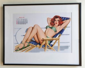 Curiosa - Al Moore - Pin-up voor Esquire kalender (Miss March, 1950), fraai gelijst kopen? Bied vanaf 1!