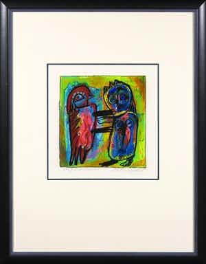 Henk Vierveijzer - Gemengde techniek op papier, As if in a dream - Ingelijst verkocht voor € 50!