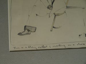 Hans Konings - Ingelijste tekening , “Meeting on a Chair” kopen? Bied vanaf 35!