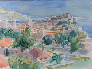 Jan Sluijters (jr.) - Aquarel stadsgezicht kopen? Bied vanaf 120!