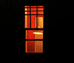 Gerard Boersma - Night Window 8 (Schilderij van verlicht raam in de nacht ) kopen? Bied vanaf 125!