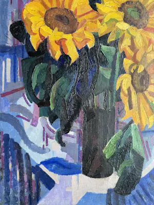 Herman Bieling - olieverf op doek | 'Zonnebloemen' | 1922 kopen? Bied vanaf 2000!