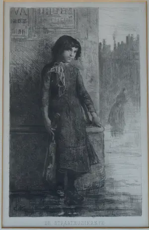 Ernst Witkamp - Ingelijste ets, “De Straatmuzikante” - 1888 kaufen? Bieten Sie von 1!
