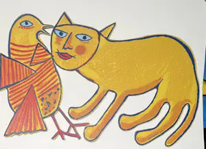 Corneille - metalen sculptuur: kat en vogel kopen? Bied vanaf 550!