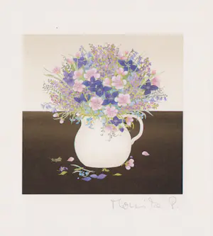 Jan Plaskocinski - e.a: vijf zeefdrukken: Landschappen, Olifant, Bouquet kopen? Bied vanaf 29!