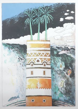 Gert Strengholt - Litho, Shibam - Ingelijst kopen? Bied vanaf 1!