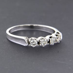 18K Goud - witgouden ring met briljant geslepen diamanten kopen? Bied vanaf 280!