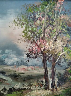 Henner Knauf - (1901-1974) boerderij aan het water, olieverf op doek kopen? Bied vanaf 35!