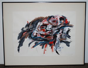 Henk Hesselius - abstracte gouache (Cobra) - 1972 - met kunstboek kopen? Bied vanaf 300!