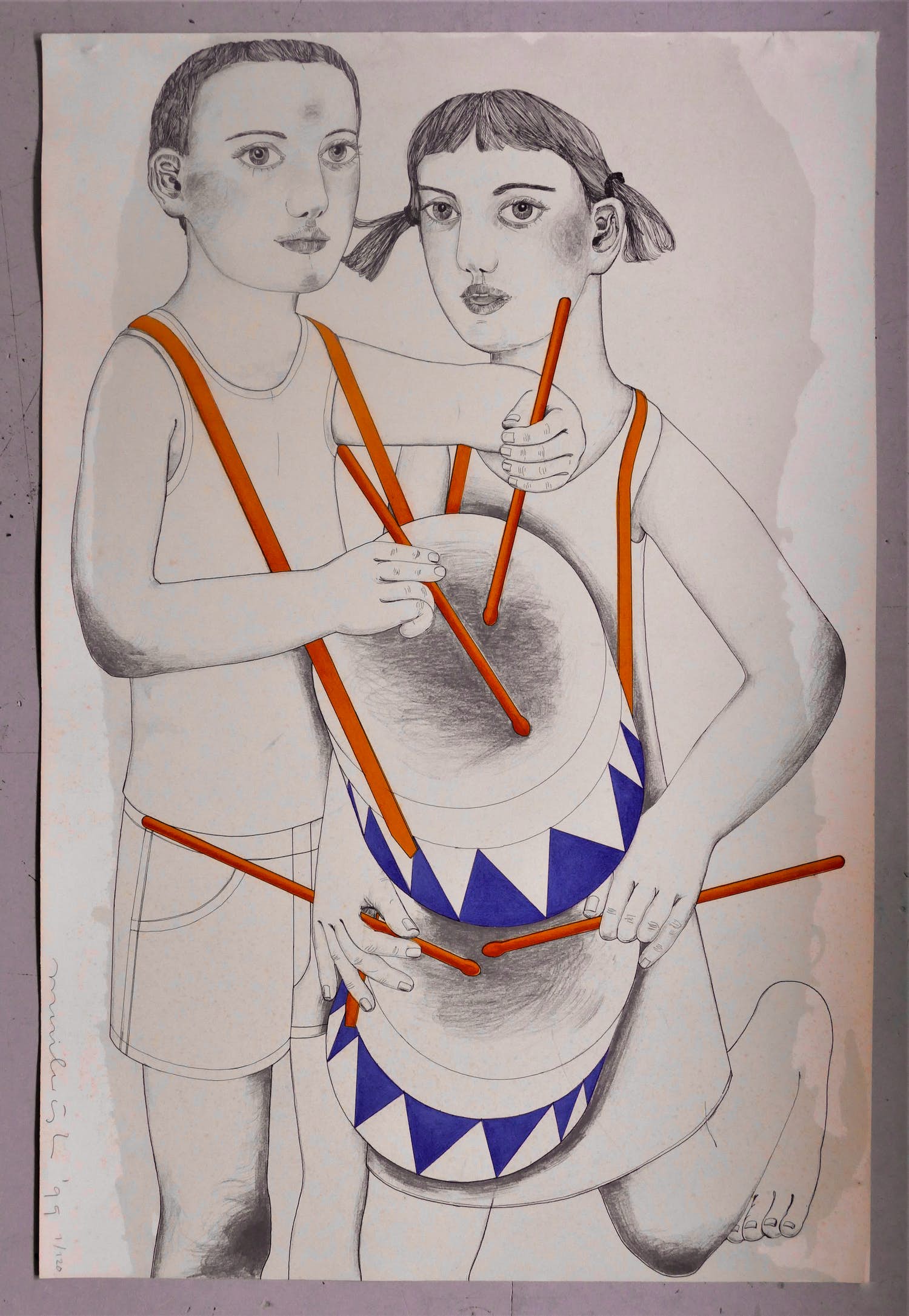 Janpeter Muilwijk - Studie voor musicerende engel. verkocht voor € 75!