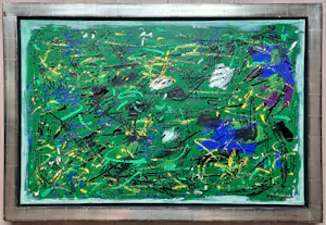 Andre van der Vossen - Abstracte compositie, olieverf op doek (zeer mooi ingelijst, groot) kopen? Bied vanaf 1495!