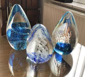 3 grote glas sculpturen Murano verkocht voor € 60!