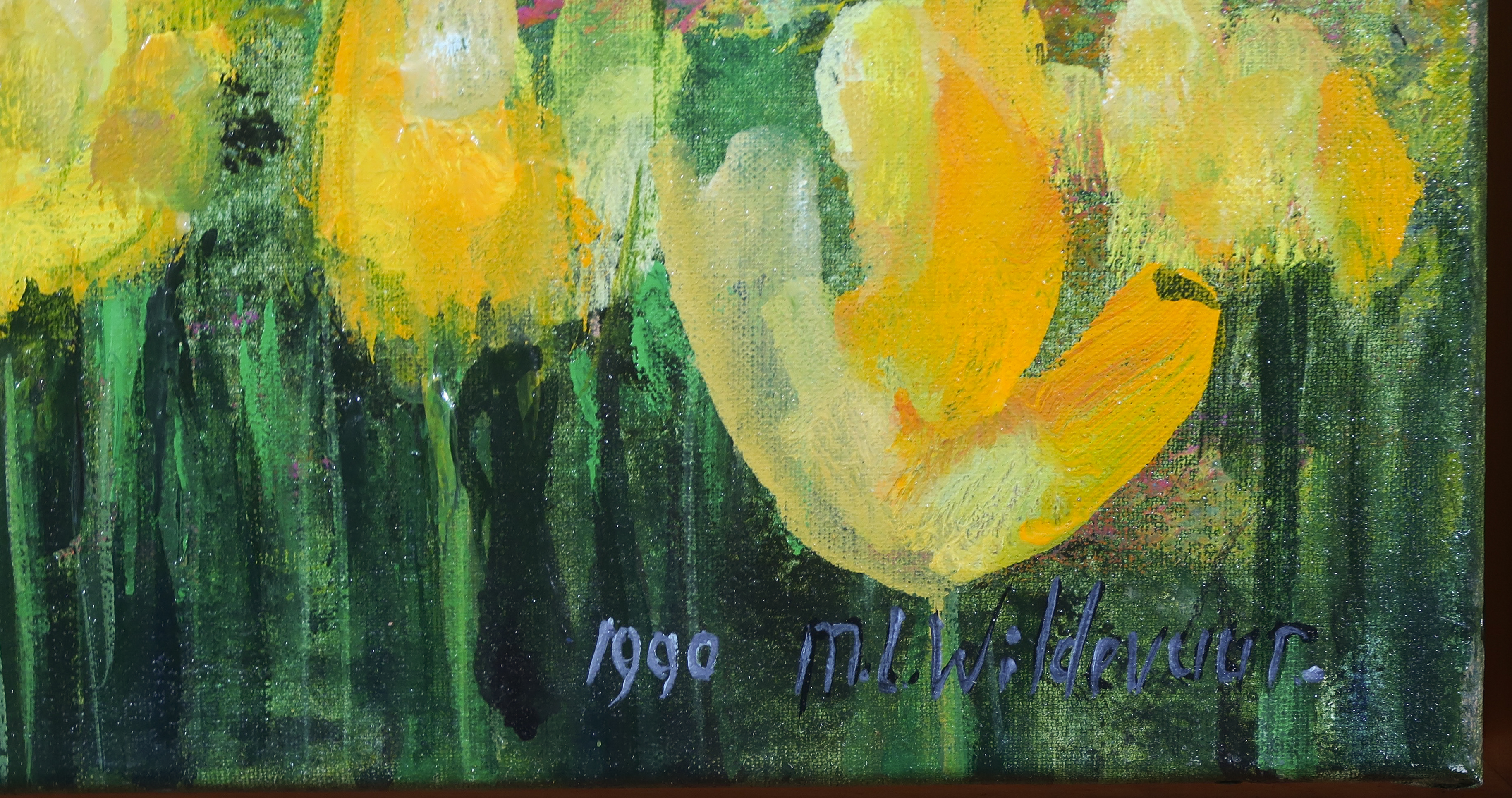 Maya Wildevuur - Olieverf op doek, Veld met bloemen - Ingelijst kopen? Bied vanaf 350!