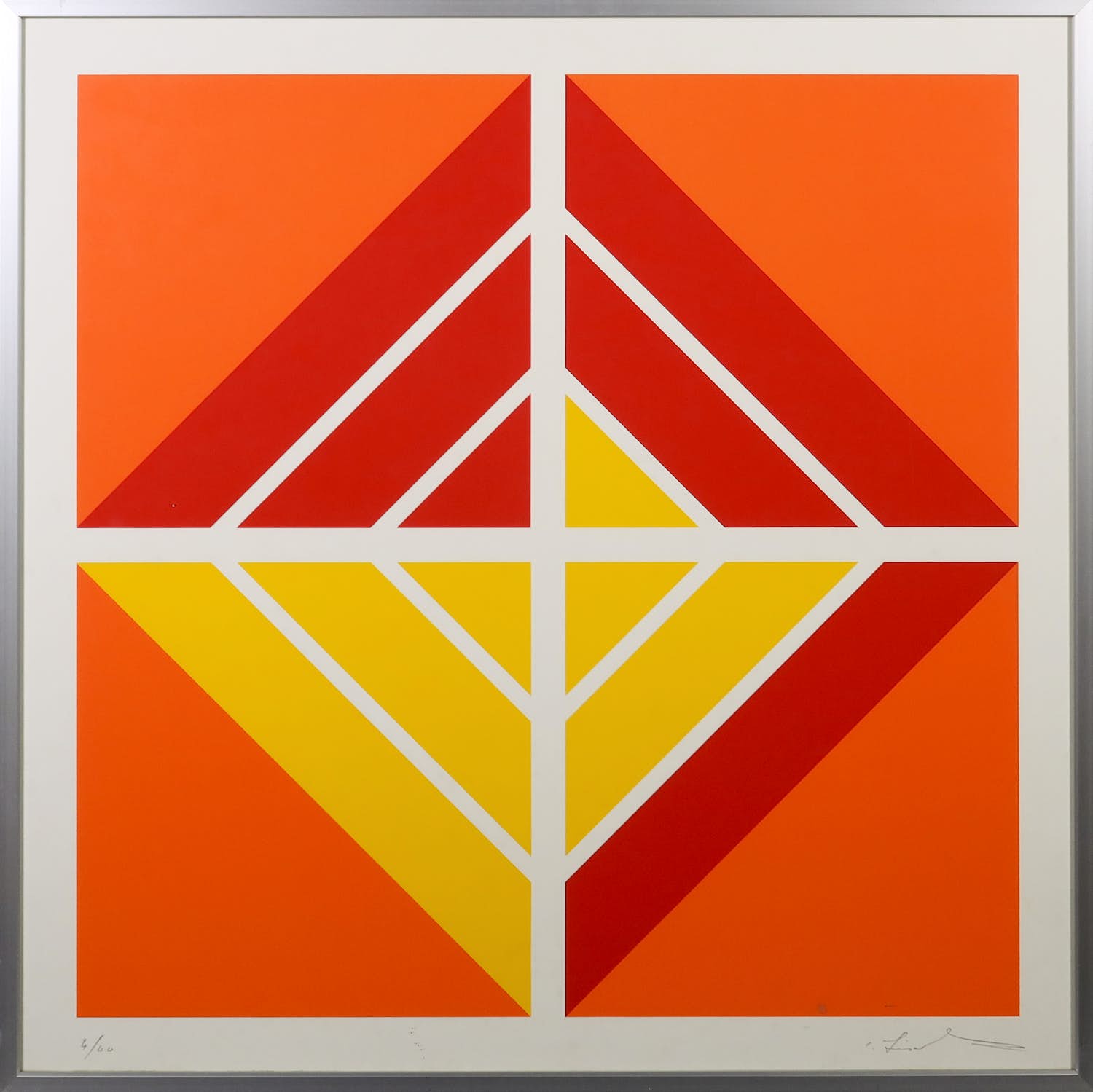 Cyril Lixenberg - Zeefdruk, Geometrische compositie - Ingelijst verkocht voor € 50!
