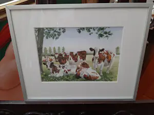 Wiebe A van der Zee - Zeefdruk, Koeien kaufen? Bieten Sie von 40!