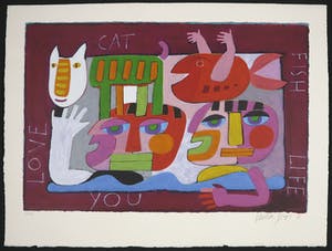 Wouter Stips - Zeefdruk, Love Cat Fish Life You kopen? Bied vanaf 40!