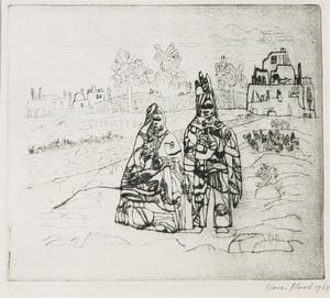 Henri Plaat - Ets, Landschap met figuren kopen? Bied vanaf 35!