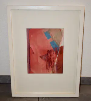 Ruud van der Beele - Gemengde techniek op papier - (Rood) Zonder titel - Ingelijst kopen? Bied vanaf 35!