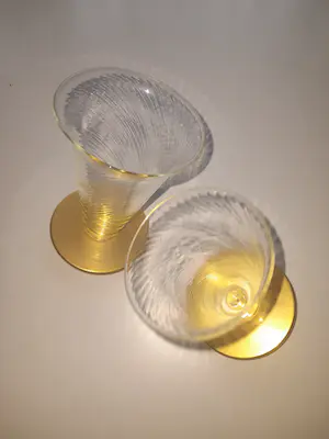 Borek Sipek - 2 Borek Sipek/David Palterer kristallen tuimel glaasjes, verguld zilver. Ajeto kopen? Bied vanaf 125!