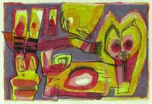 Geert Vrijdag - Kleurenzeefdruk AARTSPARADIJS Handgesigneerd--GROOT!! verkocht voor € 125!