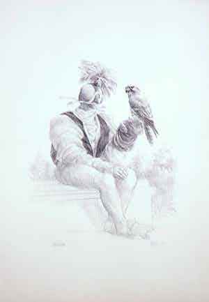 Peter Vos - Litho, Valkenier verkocht voor € 100!