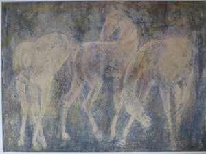Jan Bezemer - (1907-1997) Gouache Paarden. kopen? Bied vanaf 80!