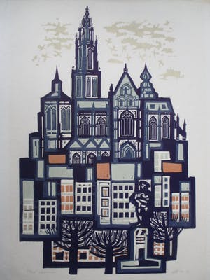 Akke Sins - Houtsnede "Antwerpen " kopen? Bied vanaf 55!