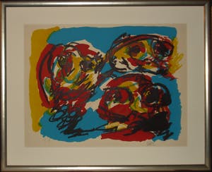 Karel Appel - Trois Personnages (zeer zeldzaam en mooi gelijst) kopen? Bied vanaf 1495!