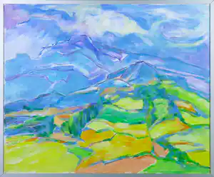 Joe Wols - Acryl op papier, Berglandschap - Ingelijst verkauft für € 70!