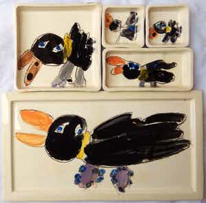 Niet of onleesbaar gesigneerd - Set van 5 schalen. verkocht voor € 10!